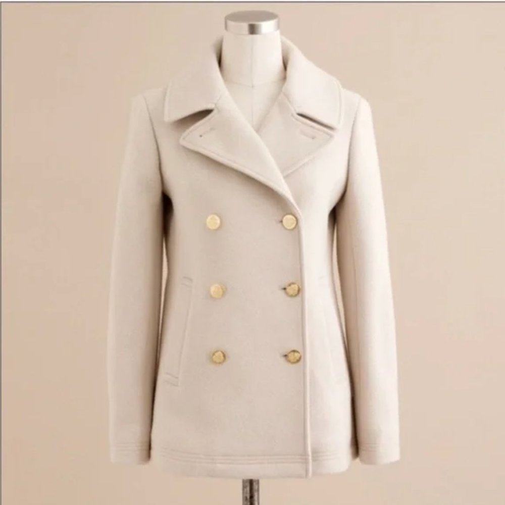 J.Crew Stadium Cloth Italian Wool Majesty Peacoat Beige Cream